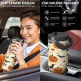 thumbnail image 5 of Halloween Tumbler 30oz with Lid and Straw, Skull Bat Pumpkin Cup, Insulated Leak-Proof Coffee Travel Mug with Handle for Spooky Witchy Gifts Women Men, 5 of 7