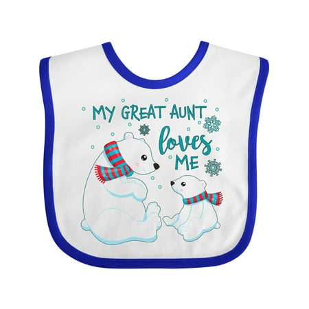 

Inktastic My Great Aunt Loves Me- Cute Polar Bears Gift Baby Boy or Baby Girl Bib