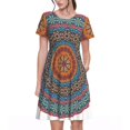 thumbnail image 1 of Fotbe Mandala Vestido Largo de Moda para Mujer, Vestido Tipo Camiseta con Manga Corta y Estilo Casual a Rayas y Bloques de Color, 1 of 6