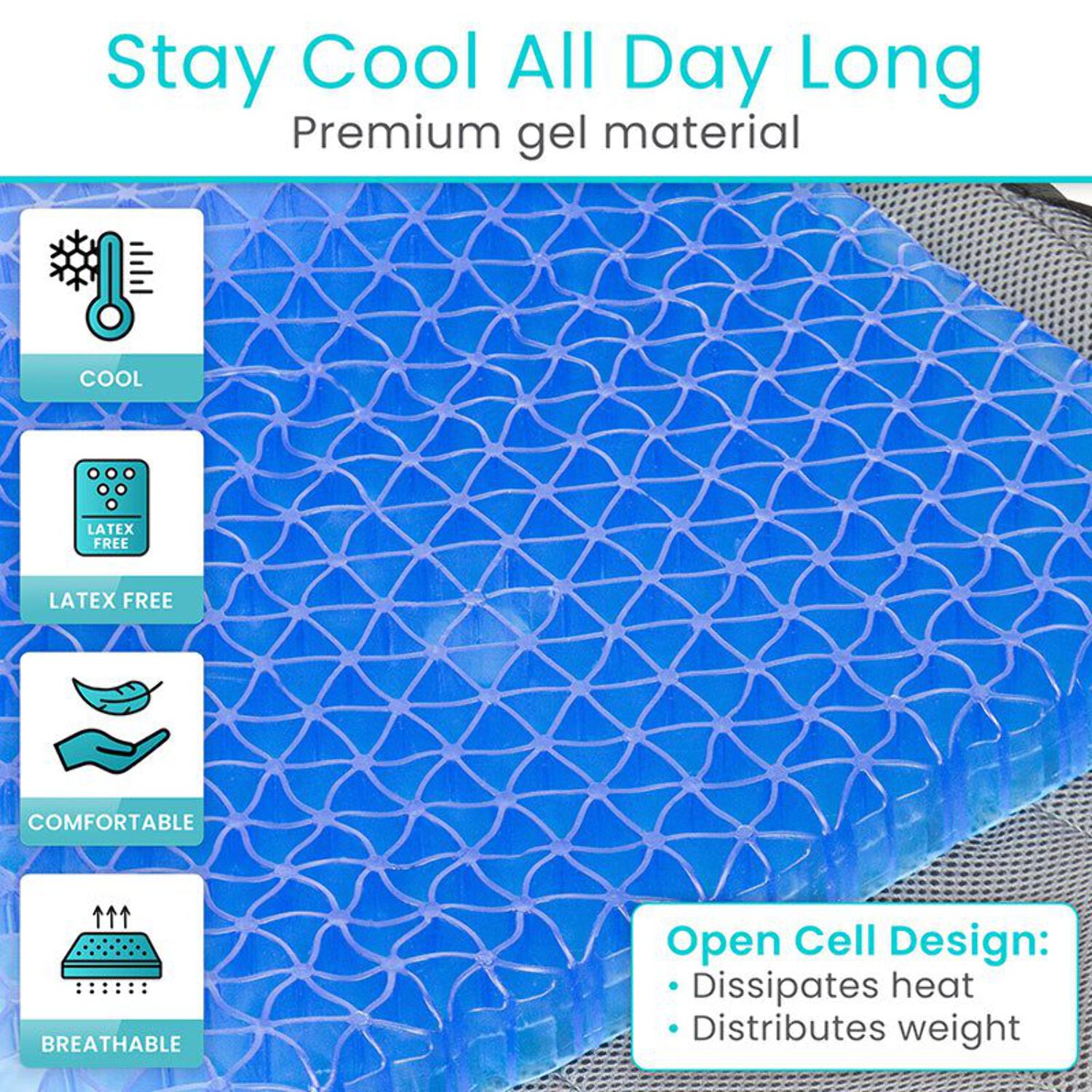 Vive Honeycomb Gel Seat Cushion – Pressure Relief Pad for Office Chair, Car & Wheelchair – Back, Sciatica & Tailbone Pain Support