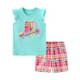 thumbnail image 2 of YTDSCS Baby Toddler Boys Short Sleeved T-Shirt Shorts 2PCS Sets Summer Outfits Pullover Ruffled Tees Top + Short Pants Infant T-Shirt Shorts Set Little Girls Summer Clothes Suit for 2-7Years, 2 of 7