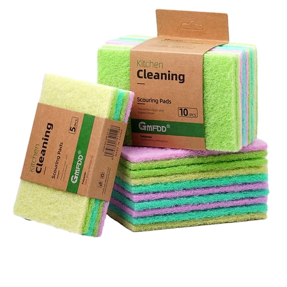 10pc Heavy Duty Scrub Pad Sponge Dishwasher No-scratch Green Reusable Household Scrub Pad For Kitchen And Dishwasher Cleaning Tools