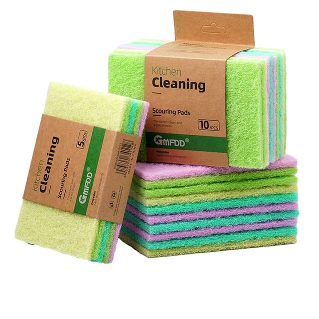 Household Cleaning Tools,10Pc Heavy Duty Scrub Pad Sponge Dishwasher No-Scratch Green Reusable Household Scrub Pad for Kitchen and Dishwasher Cleaning Tools,Sponges for Cleaning