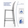 thumbnail image 5 of 2xhome Set of 4 Modern Contemporary Dining Barstools 30" Seat Height Plastic Armless Trasnparent Stools with Legrest, Smoke, 5 of 14