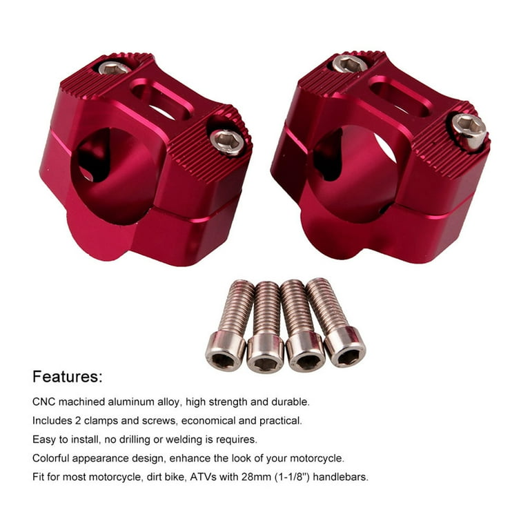 Ergonomic Riding Position Adjuster Aluminum Alloy 1.125" (28.6mm) Motorcycle Handlebar Risers, 28mm, Black Universal Dirt Pit Bike Risers