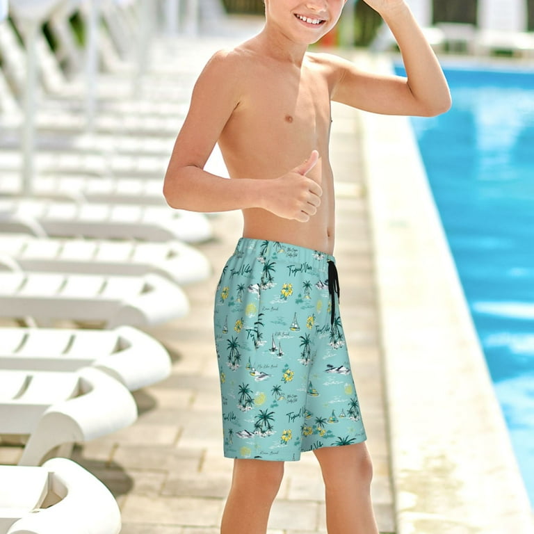 Boys hawaiian swim trunks clearance