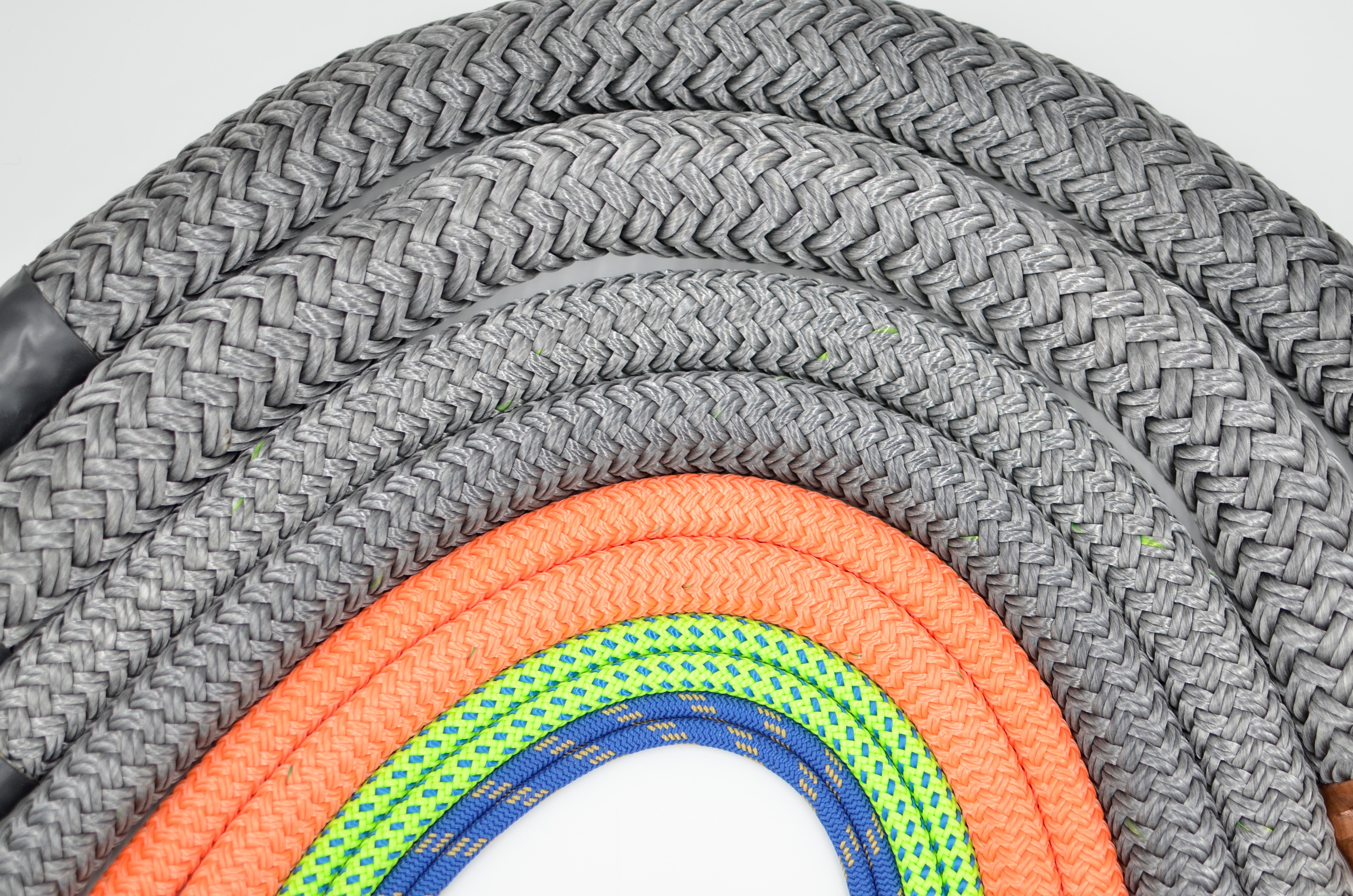 Mute Sports Equipment 5 Sets of Split Ropes® Seated Adaptive Jump Ropes Weights range from 2 oz. per side to 2 pounds per side.