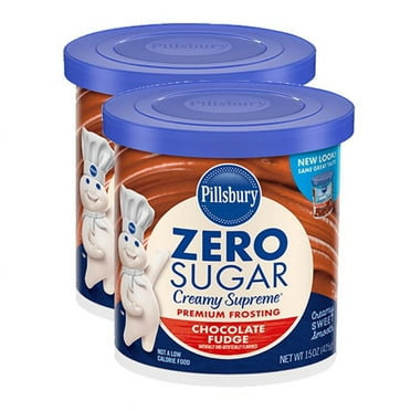 Pillsbury Zero Sugar Creamy Supreme Chocolate Fudge Flavored Premium Frosting, 15 oz - Palatize Pack of 2 SHO2