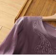 thumbnail image 6 of WCMZJ Long Sleeve Cotton Linen Shirts for Women Dressy Casual Side Button Down Embroidered Tops Loose Comfy Fall Blouses Purple XL, 6 of 9