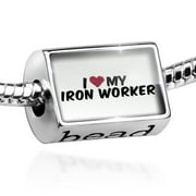 NEONBLOND Bead I heart love my Iron Worker Charm Fits All European Bracelets