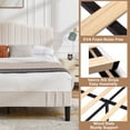 thumbnail image 3 of VECELO Full Size Bed Frame with Upholstered Flannel Fabric Adjustable Headboard, Strong Wood Slats Supports, No Box Spring Needed, Beige, 3 of 8