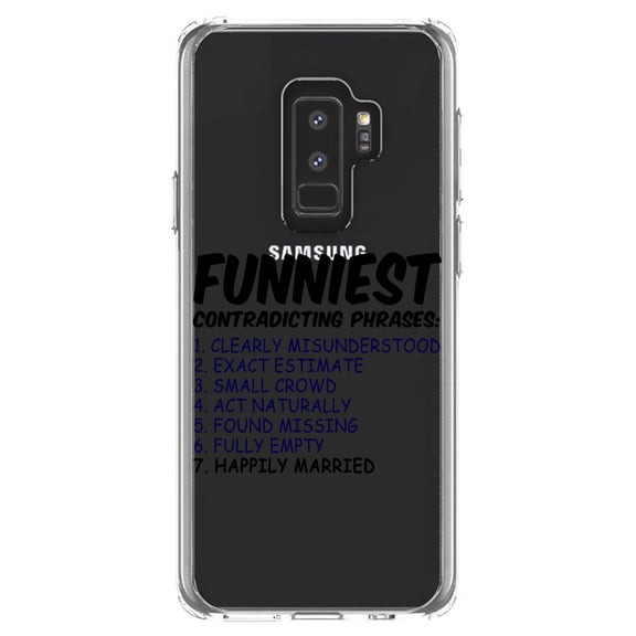 DistinctInk Clear Shockproof Hybrid Case for Samsung Galaxy S9  PLUS (6.2" Screen) - TPU Bumper Acrylic Back Tempered Glass Screen Protector - Funniest Contradicting Phrases - Married