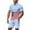 Light Blue, variant on 4th of July Short Sets for Men 4th of July Outfits Mens Track Suits Summer 2 Piece Short Sets Outfits Fashion Casual Short Sleeve Shirt and Shorts Set Lapel Collar Shirt Elastic Waist Shorts Set
