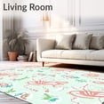 thumbnail image 2 of ODIKA 3'x5' Machine Washable Non-Slip Area Rug, Window View with Lighthouse and Driftwood Accents High Traffic Rug, Pink, 618939, 2 of 7