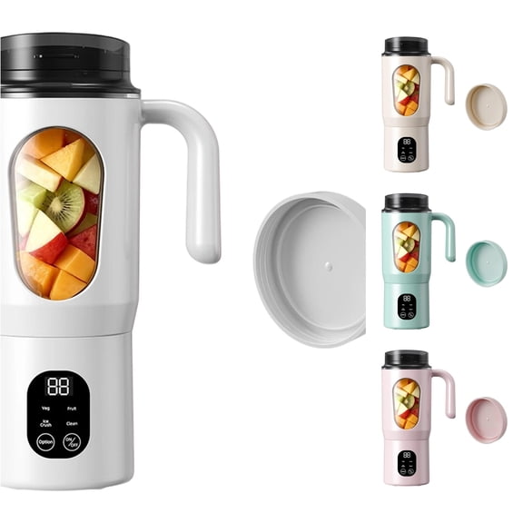 cbzote 580ml USB C Rechargeable Portable Juicer Cup with Handle Extra Sealing Lid Digital Multi Function Personal Blender Maker for Travel Gym Outdoor Fruit Vegetable Smoothie Prep