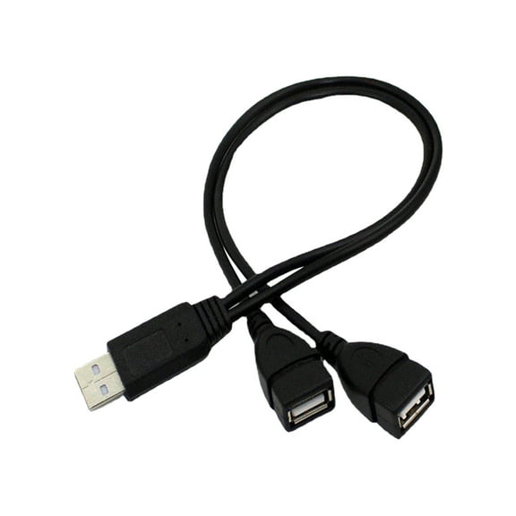USB 2.0 Splitter Cable, Male to 2 Female Ports for Data Sync and Charging, High-Speed Copper Wire for Laptops, Flash Drives and Peripherals, Black Construction