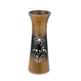 thumbnail image 4 of Rainforest Brown Hand Carved Lily Flower 8-inch Mango Tree Set of 2 Wood Vase, 4 of 5