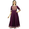 thumbnail image 3 of Phagun Women's Designer Solid Cotton Dress Ethnic Indian Anarkali Kurta - 4, 3 of 4
