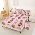 thumbnail image 2 of Erosebridal Pink Bowknot Full Size Sheets For Kids,Cartoon Capybara Rodent Animals Bed Sheets 4 Pieces, 2 of 6