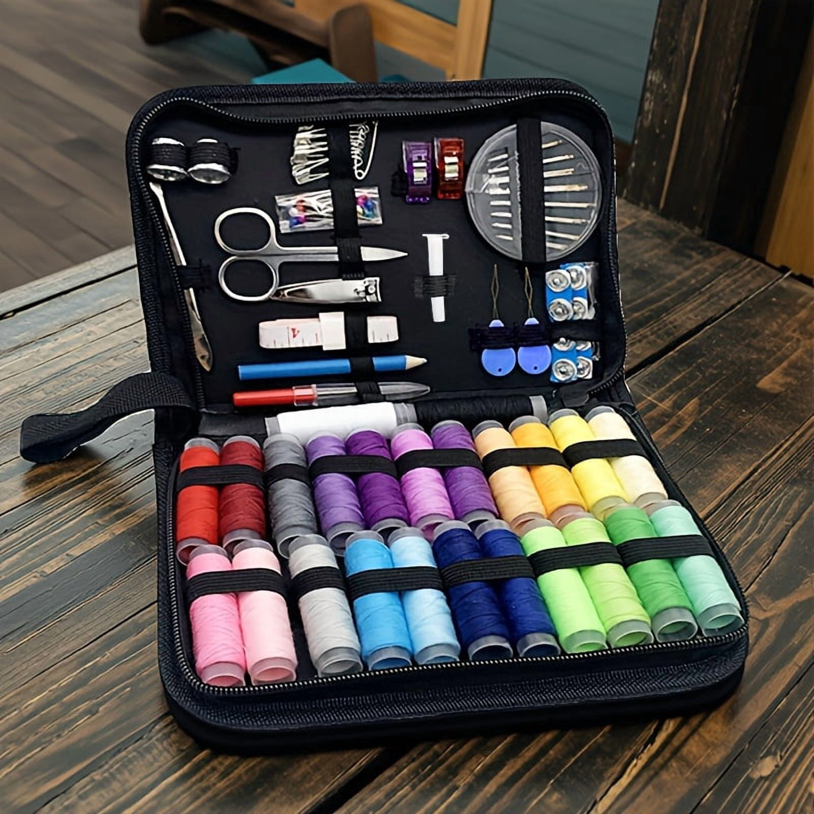 104-Piece Multi-Sewing Kit with Accessories - 24-Colored Threads, Needles, and Thread for Small Repair Sewing, Essential Mini Portable Travel Sewing Kit for Emergency Fixes