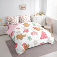thumbnail image 3 of Manfei Merry Xmas 7 Pieces Bedding Comforter Set,Kawaii Gingerbread Man Full Bedding Set,White Green Snowflake Fitted Sheet Flat Sheet For Girls,Luxury Bedroom Decor Reversible, 3 of 8