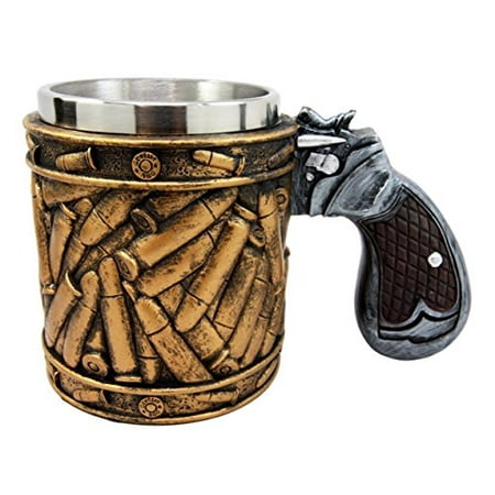 Coffee Cup Collectible - Atlantic Collectibles Western Revolver Gun Pistol With Ammo Bullet Round Shells Beer Stein Tankard Coffee Cup Mug 6.75