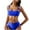 Blue, variant on Women's Black Strapless Bandeau Bikini Set, High Waisted Tie-Side Swim Bottoms with Metal Accent, Adjustable Push Up Triangle Bra Top