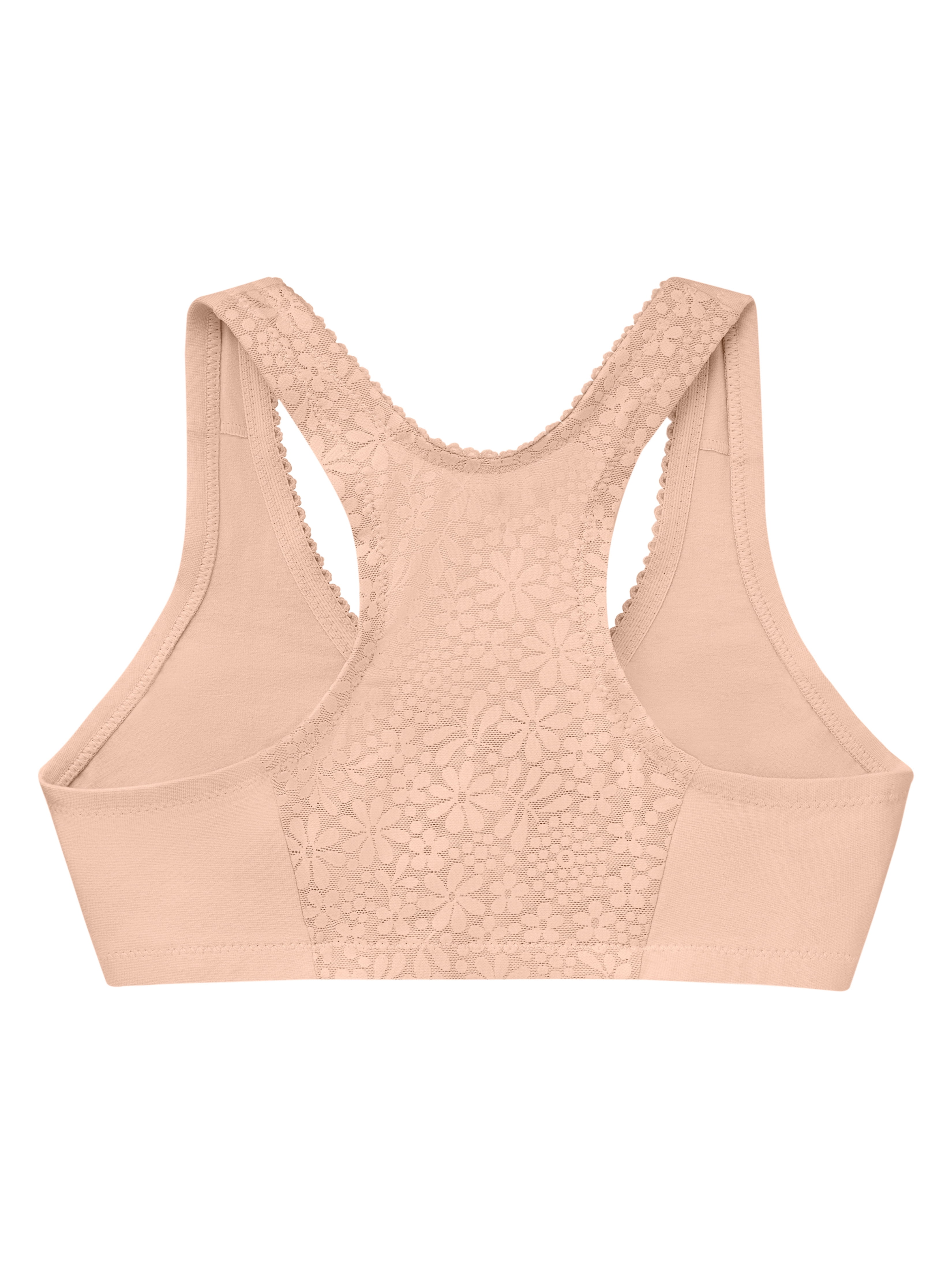 Glamorise Front-Closure Cotton T-Back Comfort Wirefree Bra 1908 (Women's & Women's Plus)