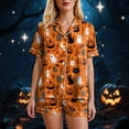 thumbnail image 4 of gibobby Women Halloween Fall Pajamas Cute Funny Pumpkin Skull Ghost Pjs(Orange,2XL), 4 of 6