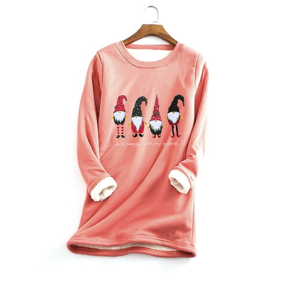 Tejiojio Women Warm Fleece Sherpa Lined Sweatshirt Crewneck Pullover Loungewear Sport tops