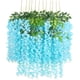 thumbnail image 1 of Xiao Hua 12 piezas de glicina artificial falsa, guirnalda colgante de ratán, flores de seda, decoración para el hogar, fiestas, bodas (azul), 1 of 5