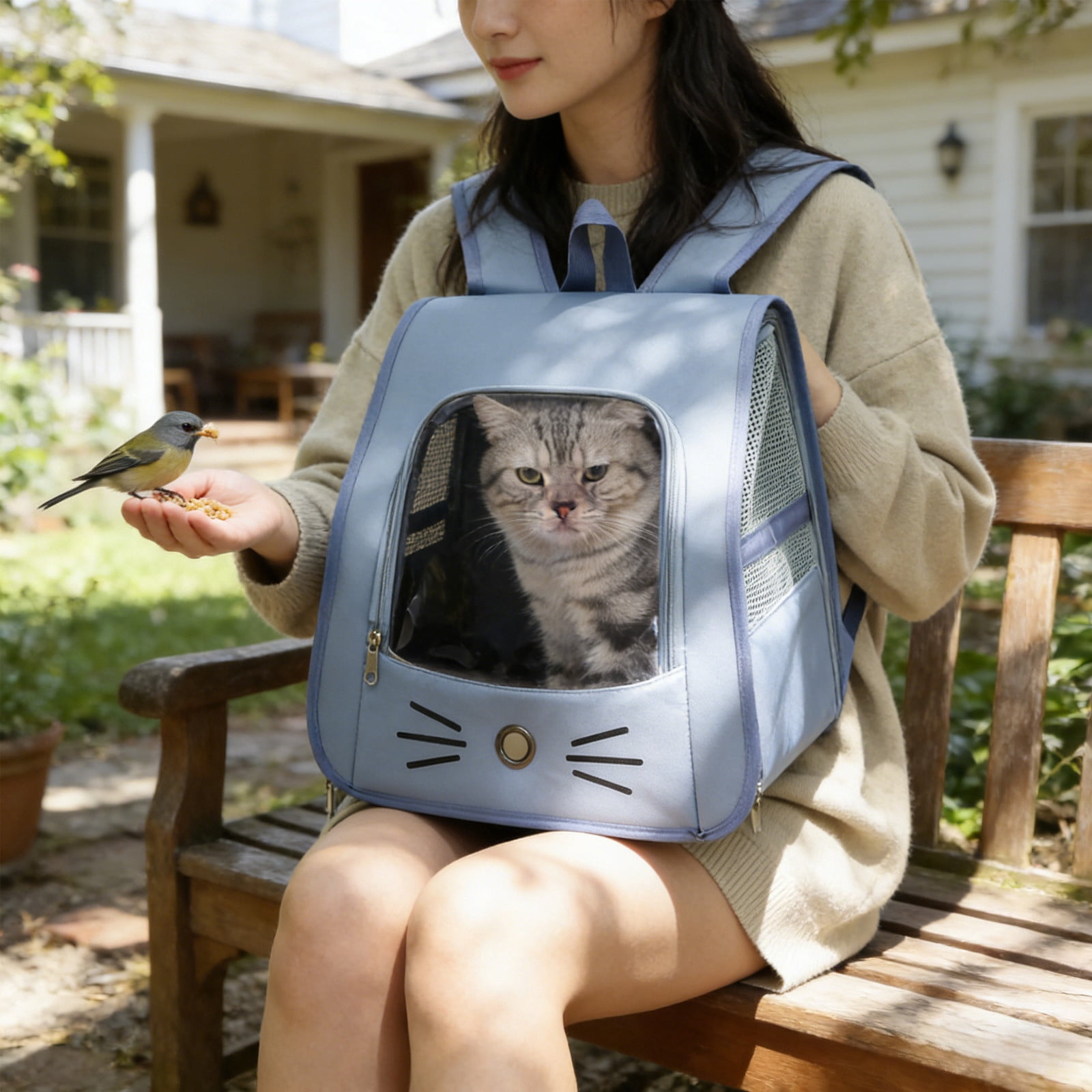 Handheld Backpack 2 In 1 Cats Carrier Foldable Pet Backpack for Small Dogs Cats Pet Sling Carrier Suitable for Outdoor Hiking Vet Visits Travel