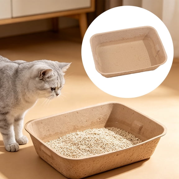 CHENjy Disposable Litter Boxes for Cats, Large Cat Litter Box with Odor Control, Portable Travel Litter Pan for Kittens and Small Animals, Recyclable Brown Tray, 1 Pack