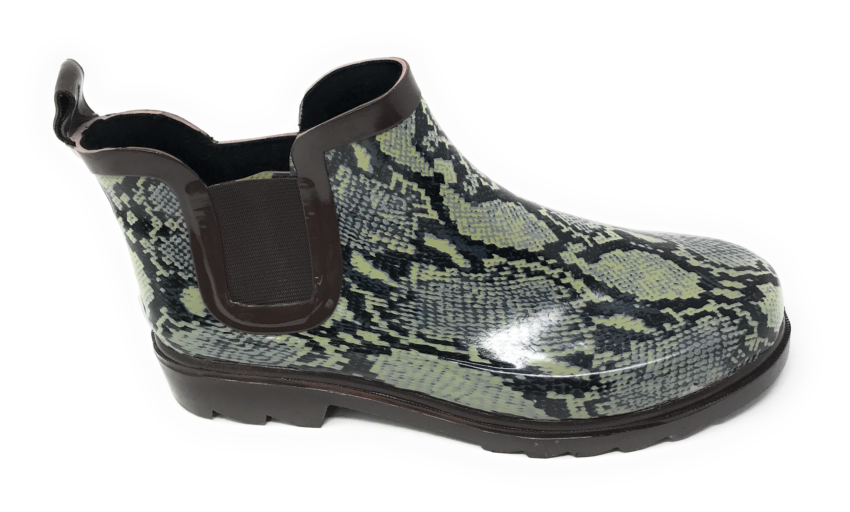 Forever Young Women's Pull Up Snake Skin Print Chelsea Rain Boots