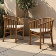 thumbnail image 2 of Tcbosik 2 Pack Outdoor Chairs with Cushions, Acacia Wood Dining Chair, Bistro Chair for Garden, Porch, Backyard, Poolside, Easy Assembly, Teak, 2 of 10