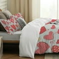 thumbnail image 3 of Pratyus Hearts Dots Lace Romantic Valentine's Day Design 3-Piece Bedding Set Bedroom Home Decor Comfortable and Breathable 87x68in, 3 of 8