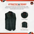 thumbnail image 3 of Daniel Smart Men's leather vest Cowhide Motorcycle Leather Vest with Plain sides Design, 3 of 7