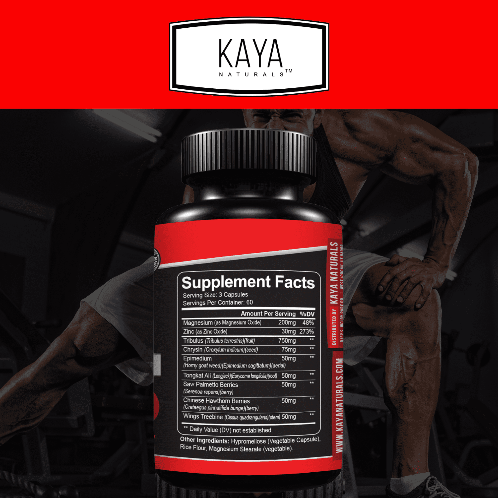 Kaya Naturals Ultra Test - Test Booster - Strength, Mood, Focus - 180 Count