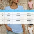 thumbnail image 3 of Annhoo Womens Shirts Casual Eyelet Solid Color Crewneck Crochet Embroidered Short Sleeve Tops Going Out Clothes, 3 of 4
