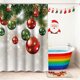 thumbnail image 1 of Cortina de ducha navideña con ganchos | Decoración navideña para el baño | Tela de poliéster impermeable con diseños festivos de árboles y bolas, 1 of 6