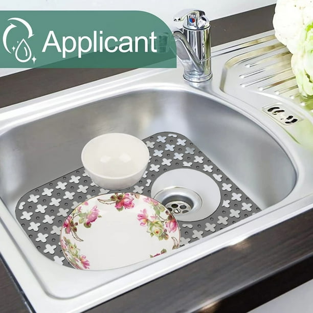 Sink Mats for Stainless Steel Sink Silicone Dish Drainer Mat Rack with