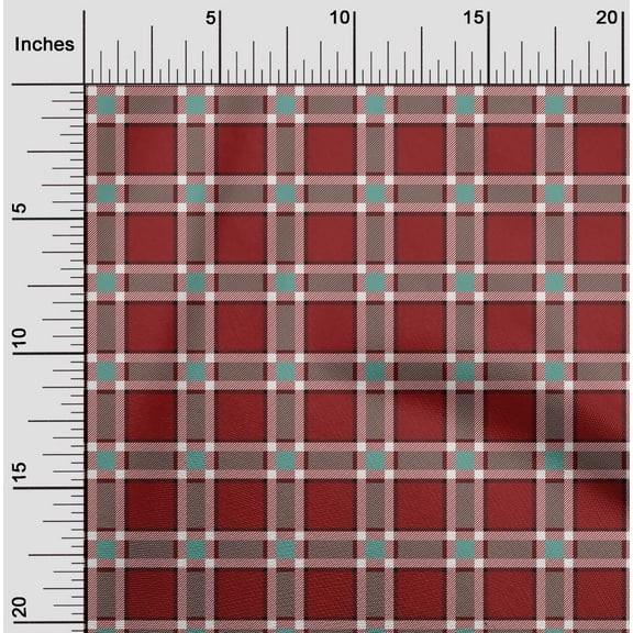 oneOone Organic Cotton Poplin Twill Fabric Tartan Check Print Fabric BTY 42 Inch Wide