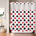 thumbnail image 6 of No Hook Shower Curtain with Built-in Rings - Poker Game Texture Washable Waterproof Fabric Bathroom Curtains for Hotel,Rentals, 72 X 72 Inch Long , Red Black Casino Pattern, 6 of 8