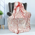 thumbnail image 4 of Coral Soft Flannel Fleece Throw Blanket, Monochrome Watercolor Image of Leafless Fall Autumn Tree Branches Peaceful Print, Cozy Plush for Indoor and Outdoor Use, 60" x 80", Dark Coral, by Ambesonne, 4 of 5
