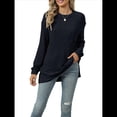 thumbnail image 2 of Camisa de Larga para Mujer, Suéter de Otoño, Túnica Informal, Top Holgado con Bolsillos. Negro XXL, 2 of 10