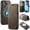 Brown, variant on Dteck Magnetic Wallet Case for iPhone 16, Shockproof Leather+TPU Card Slots RFID Blocking Case Compatible with Mag Safe Kickstand Flip Cover , Black