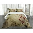 thumbnail image 3 of Ambesonne Horror House Quilted Bedspread Set 3 Pcs, Bloddy Dirty Hand, Queen Size, Red Beige, 3 of 5