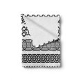 thumbnail image 2 of Irish Soft Flannel Fleece Blanket, Vintage Borders in the Form of Celtic Classical Ornaments Horizontal Striped Pattern, Cozy Plush for Indoor and Outdoor Use, 70" x 90", Black White, by Ambesonne, 2 of 6