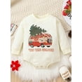 thumbnail image 2 of Baby Girls Boys Christmas Romper Letter Christmas Tree Bus Print Round Neck Long Sleeve Bodysuits, 2 of 9