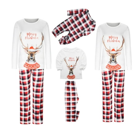 

YWDJ Matching Christmas Pajamas Christmas Parent-Child Outfit Women Long Sleeve Christmas Parent-Child Outfit Housewear Pajama Suit Top+Pants Suit (Mom) Parent-Child Outfit White(White Women XL)